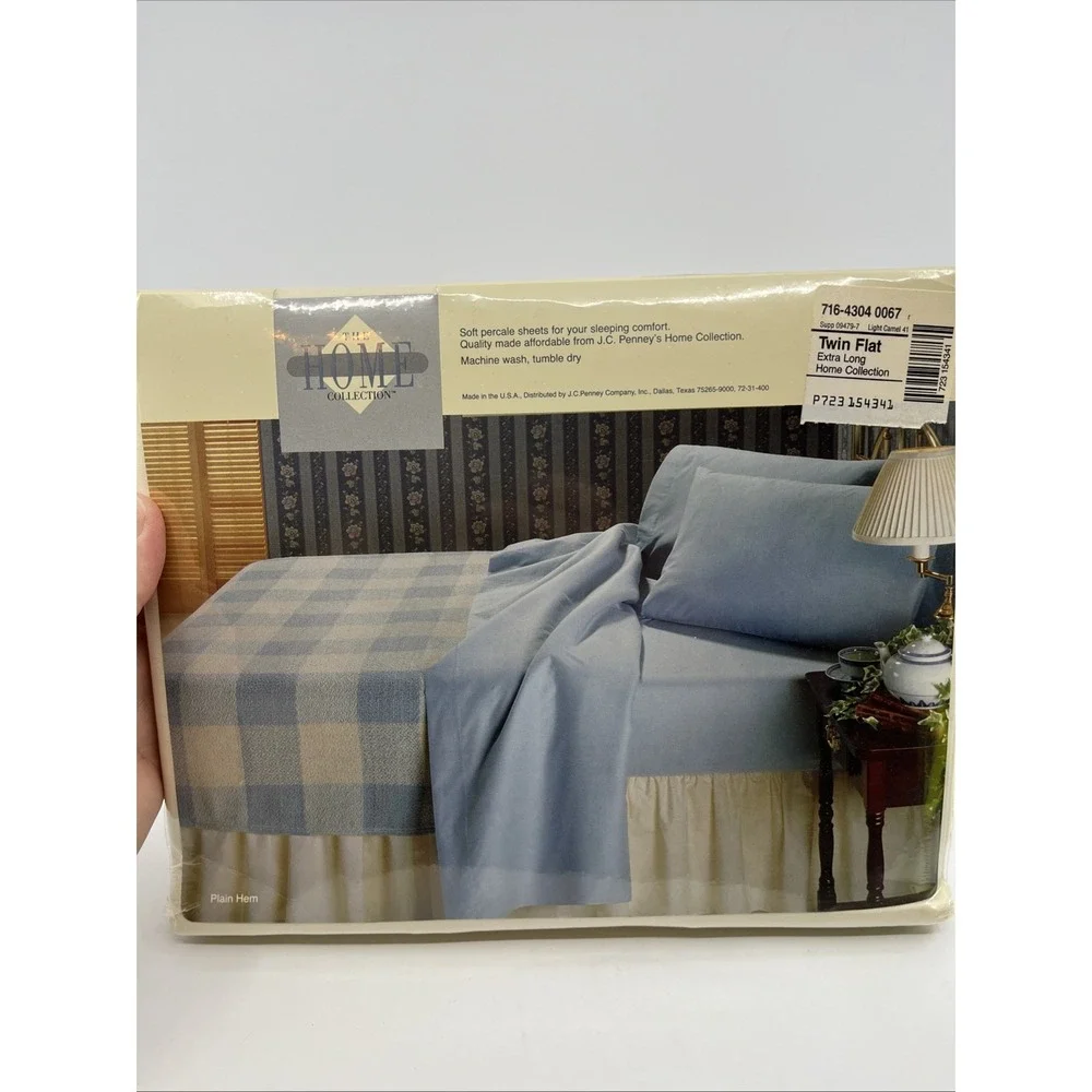 Vtg Twin Extra Long Flat Sheet Light Camel JC Penney USA NWT 66